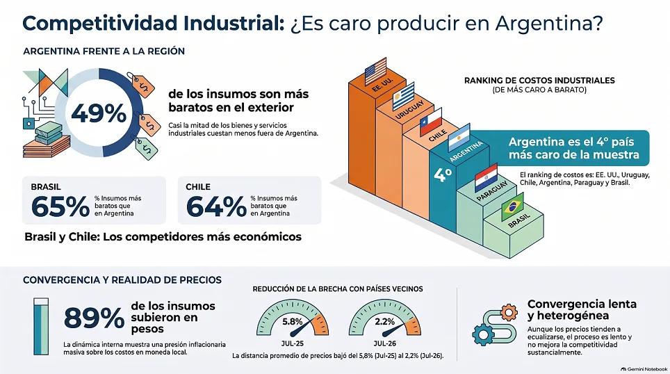 Producir en Argentina sigue saliendo caro y la cuenta pega en la región