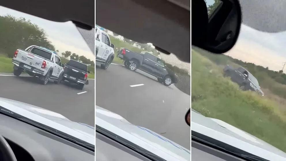 Persecución a los tiros en Chaco: una Hilux robada terminó fuera de la ruta