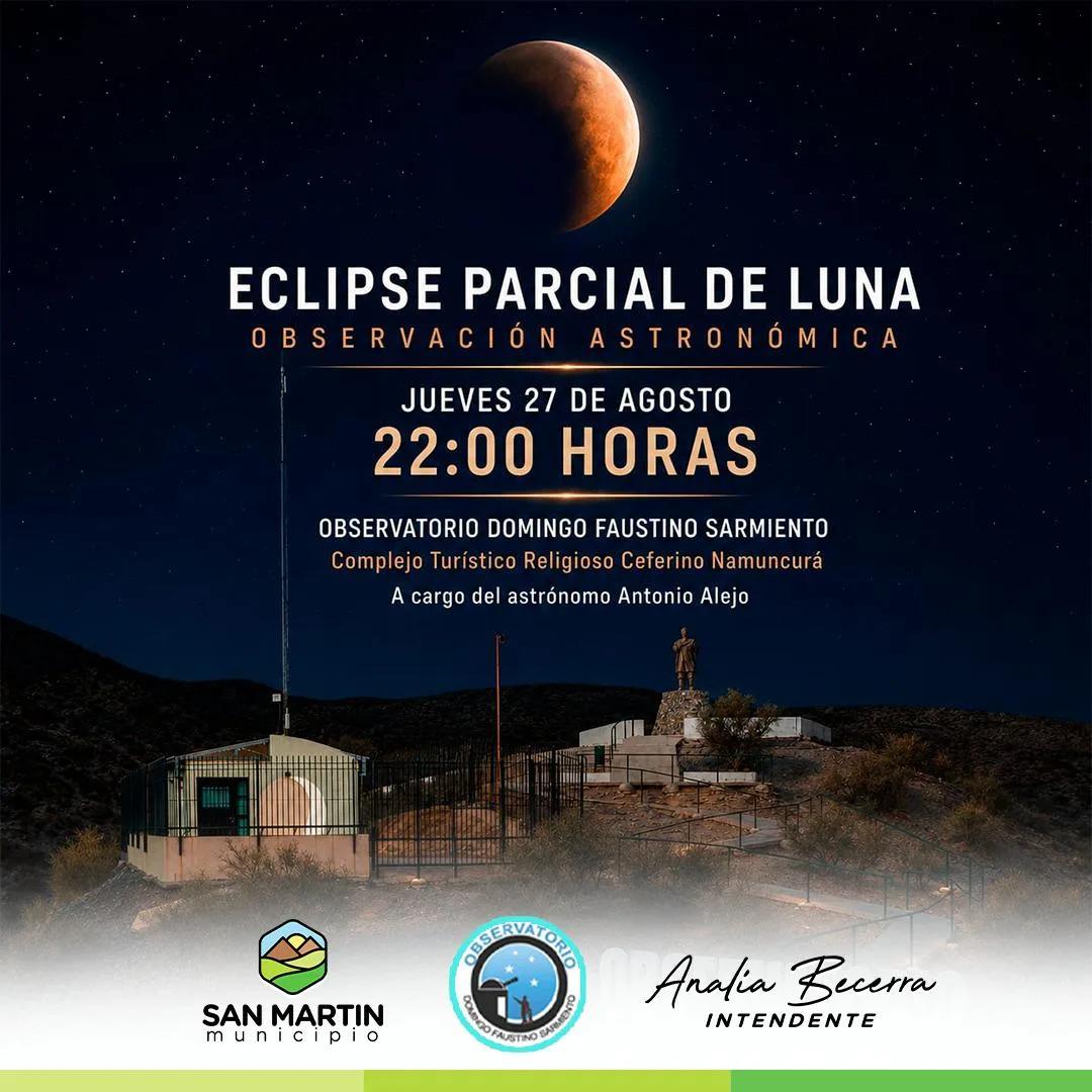San Martín arma plan nocturno para mirar el eclipse parcial de Luna