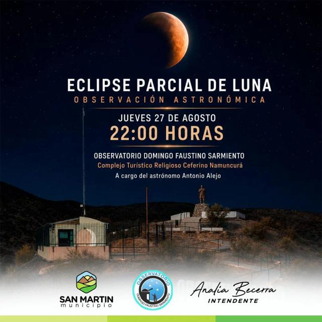 San Martín organiza una observación pública del eclipse parcial de Luna