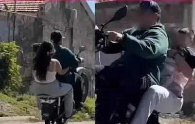 Hicieron un “willy” en moto con un bebé en brazos y el video desató el repudio