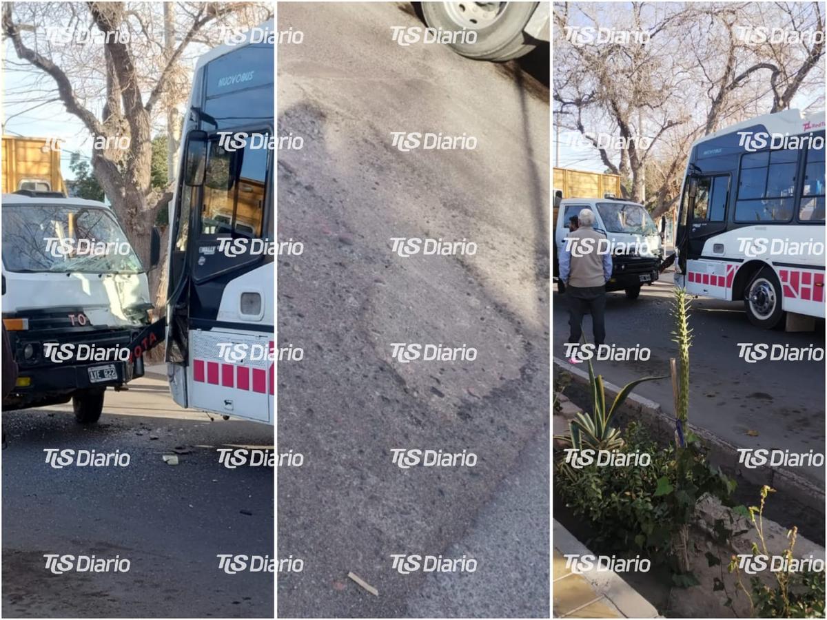Un colectivo de la RedTulum y una camioneta chocaron en una esquina complicada de Rawson