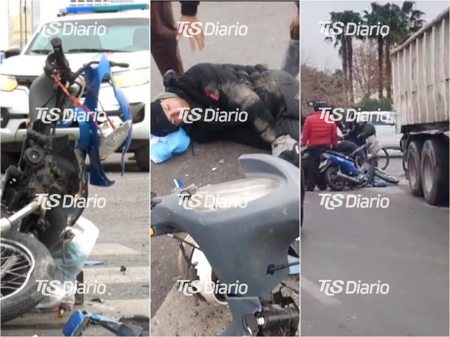 Un joven motociclista sigue grave tras estrellarse contra un camión en Capital