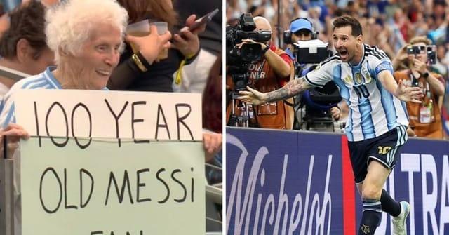 Pauline Kana, la hincha de 99 años que volvió a emocionar en una noche de Messi
