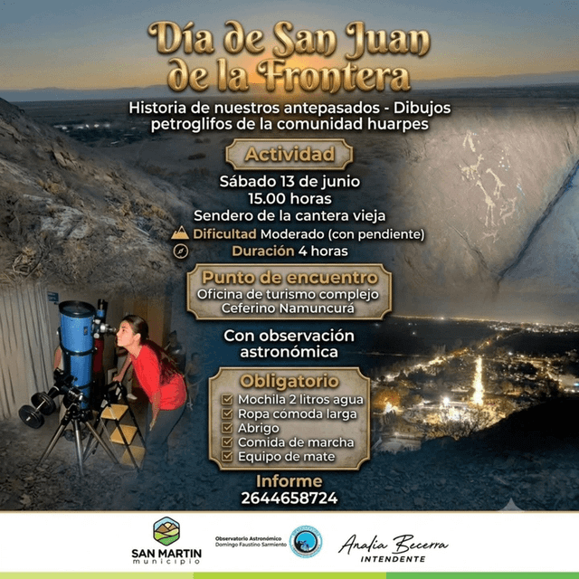 San Martín propone una jornada de senderismo y observación astronómica por el Día de San Juan