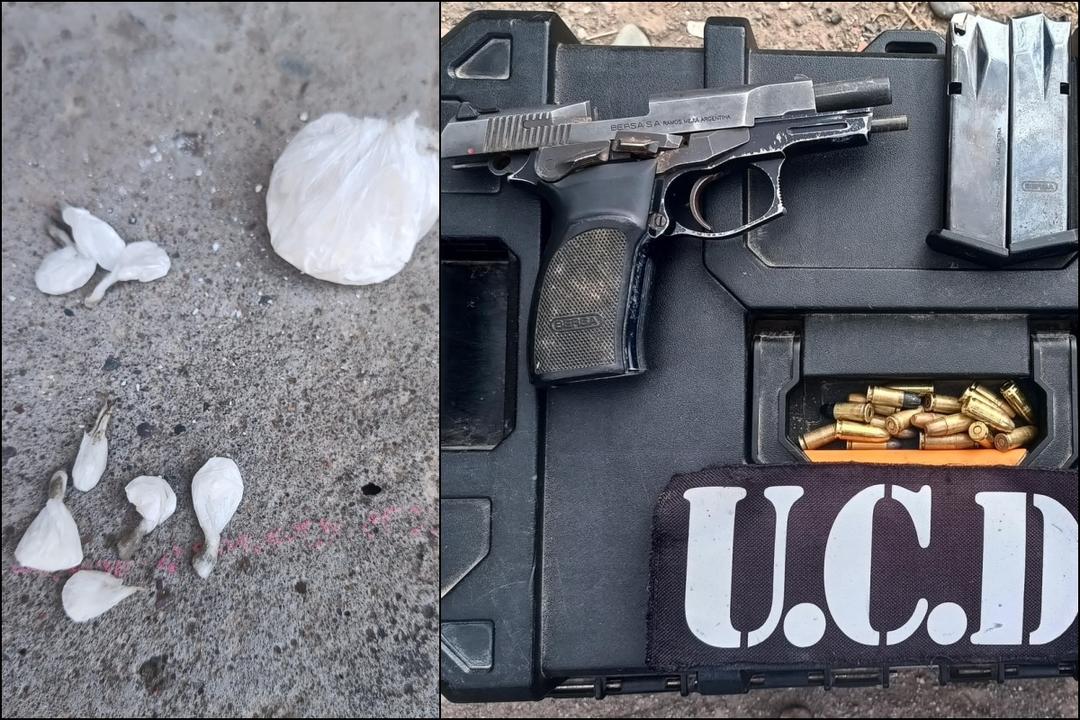 Un sospechoso fue detenido en Villa Juan XXIII con un arma 9 mm y cocaína