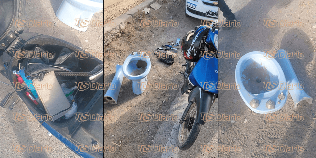 Lo frenaron en moto con un bidet y un lavamanos recién sustraídos
