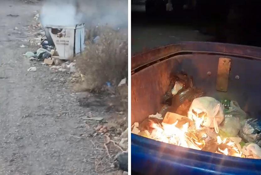 Dos contenedores de basura fueron incendiados en menos de 12 horas en Rawson