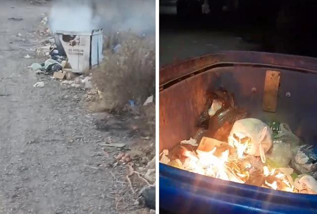 Dos contenedores de basura fueron incendiados en menos de 12 horas en Rawson