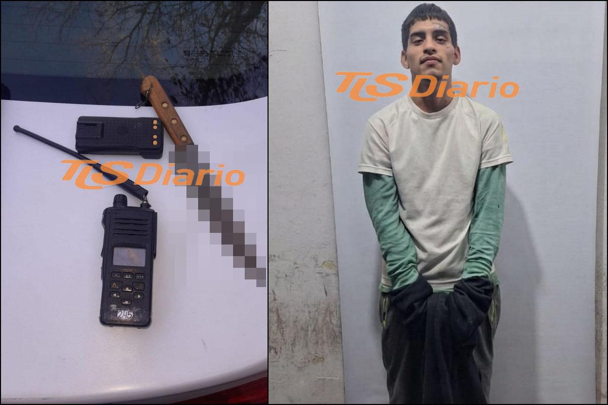 Golpeó a un policía, rompió un equipo y lo frenaron con un cuchillo encima