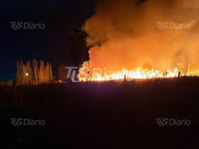 Un incendio de gran magnitud complica la jornada en una finca de Pocito