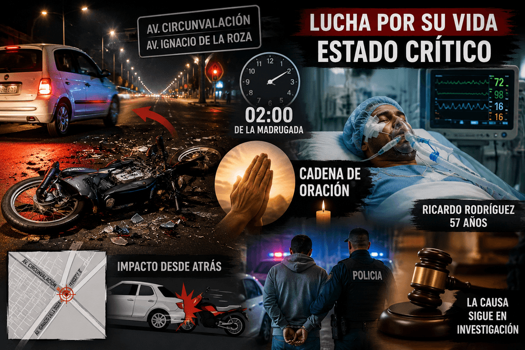 Sigue peleando por su vida el motociclista embestido y dejado en la calle