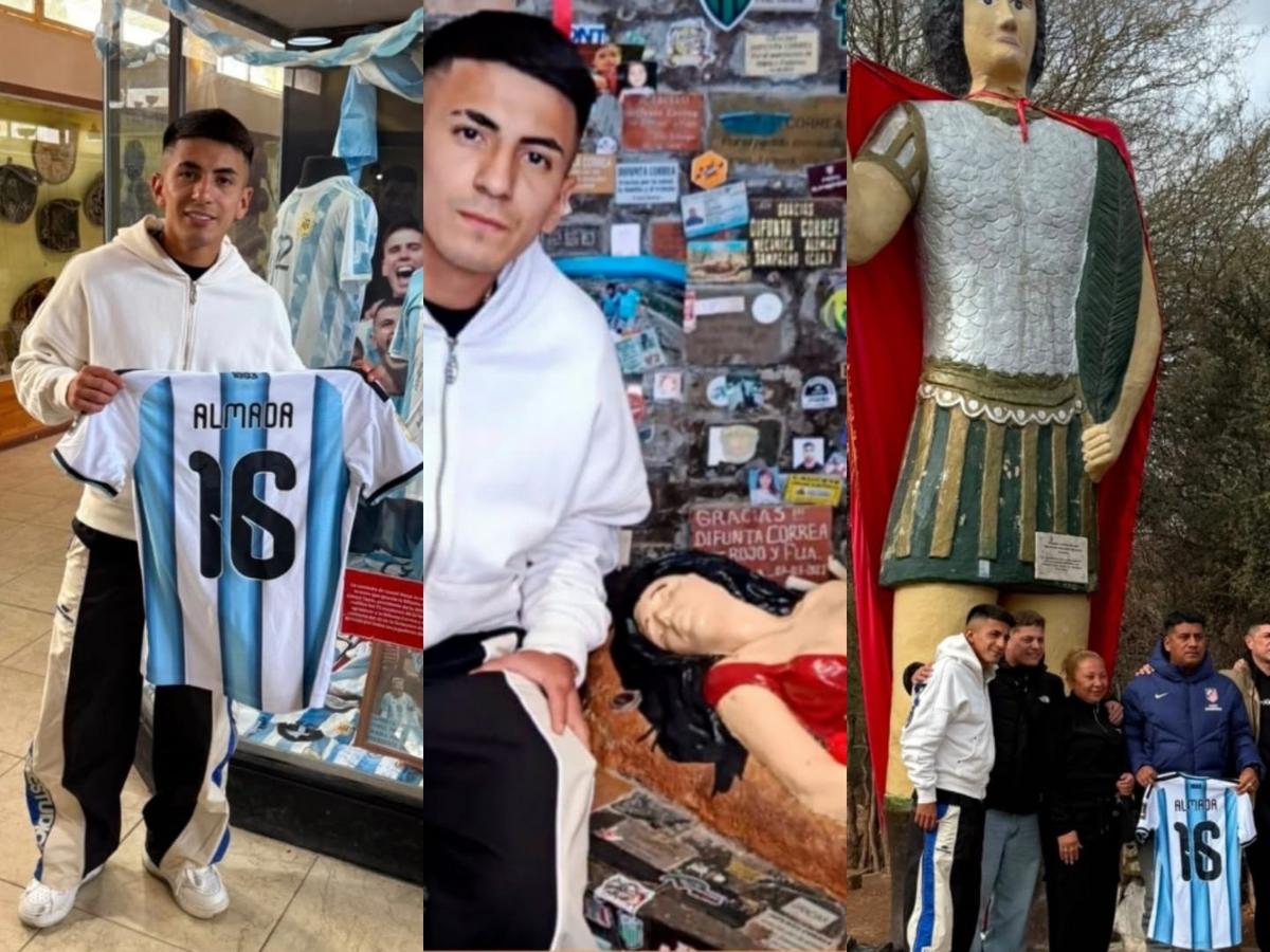 Thiago Almada recorrió santuarios sanjuaninos, cumplió una promesa y se llevó el cariño de todos