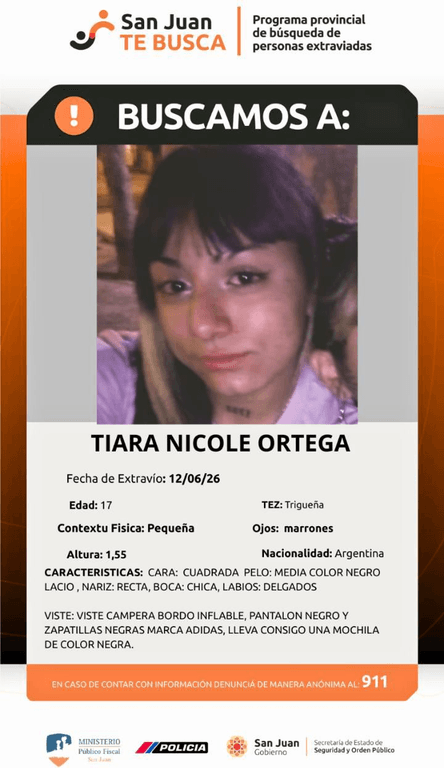 Piden ayuda para encontrar a una chica de 17 años en San Juan