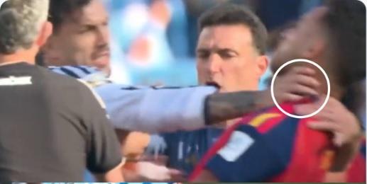 Paredes protagonizó un cruce con jugadores de España al cierre del partido