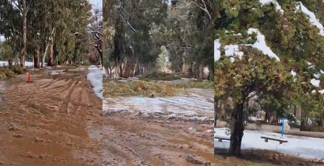 Barreal enfrenta calles anegadas, nieve y cortes parciales por el temporal