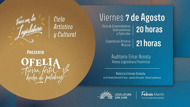 Arranca en la Legislatura un homenaje a Ofelia Zúccoli con música, feria y entrada gratis