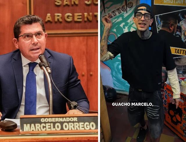 Un influencer sanjuanino se tatuó la cara de Marcelo Orrego para ayudar a un merendero