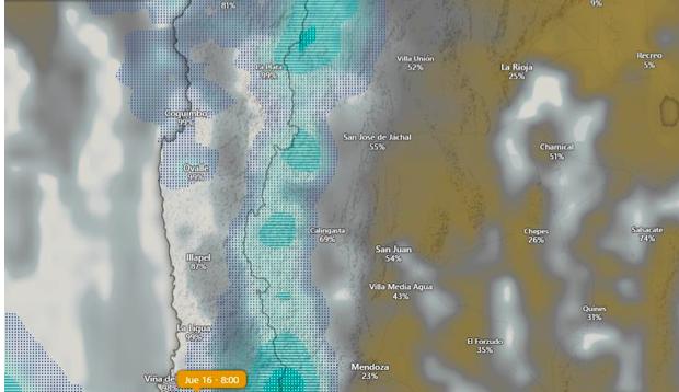Se viene un temporal bravo con nieve y lluvias para Iglesia y Calingasta desde el miércoles