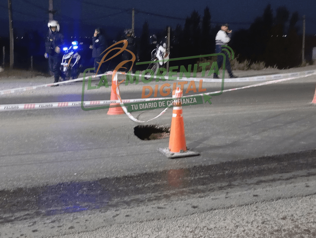 Un socavón en Ruta 40 complica la circulación en Albardón