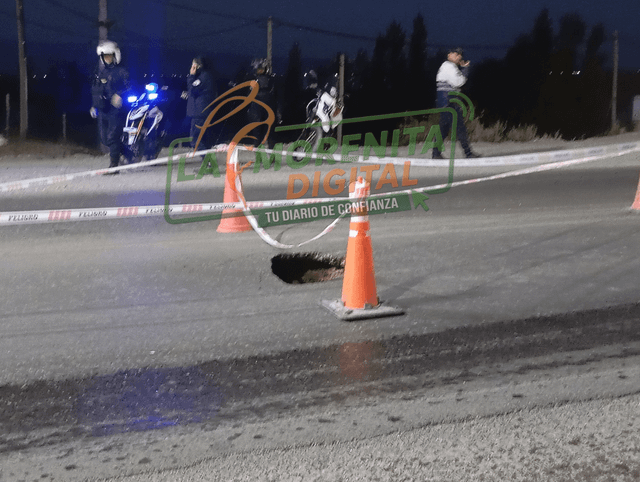 Un socavón en Ruta 40 complica la circulación en Albardón