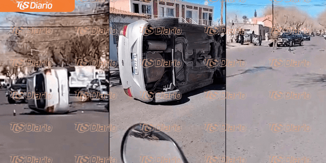 Un choque entre dos vehículos terminó con un vuelco en una calle de Capital