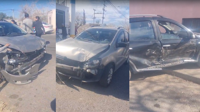 Un choque en Villa Las Rosas dejó un auto sobre la vereda de una unión vecinal