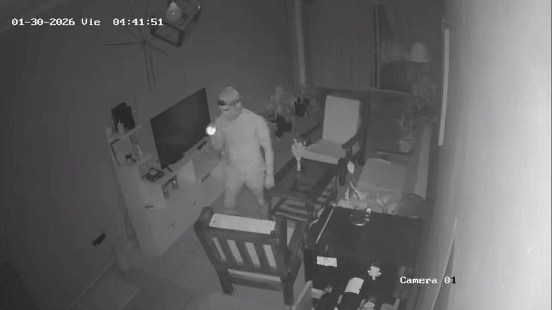 Entró de madrugada, robó y fue filmado dentro de la vivienda