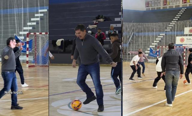 El gobernador aceptó el desafío y terminó jugando un picadito con los chicos de Punta del Médano