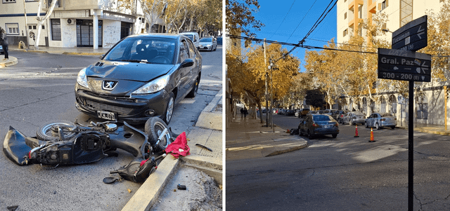 Otra vez la esquina de Tucumán y General Paz: grave choque dejó a una motociclista herida